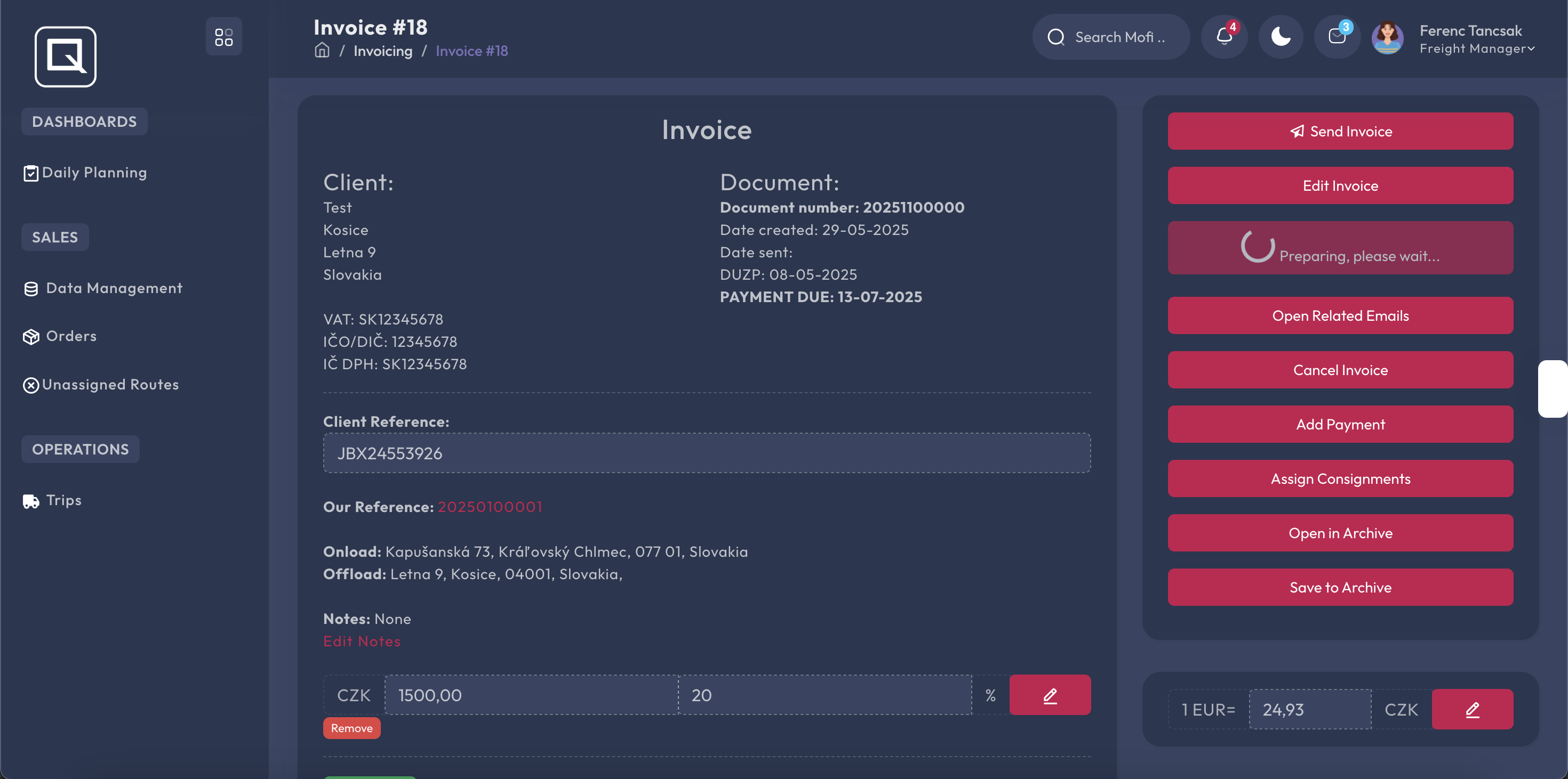 Invoice Page
